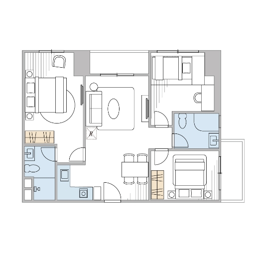 ４ベッドルーム(ペントハウス)間取り