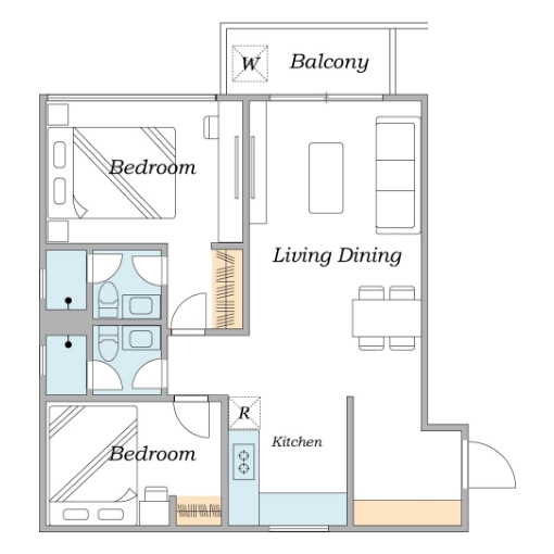 ２ベッドルーム間取り