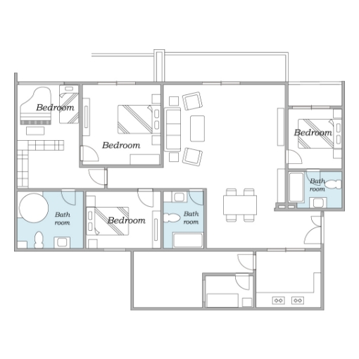 ４ベッドルーム(ペントハウス)間取り
